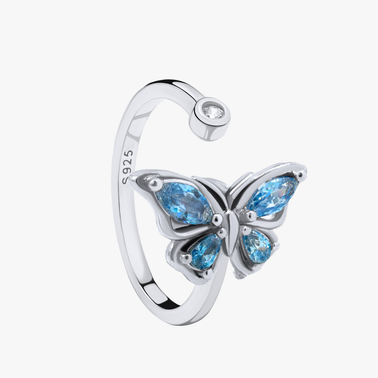 Crystal Butterfly Spinner Clam Ring
