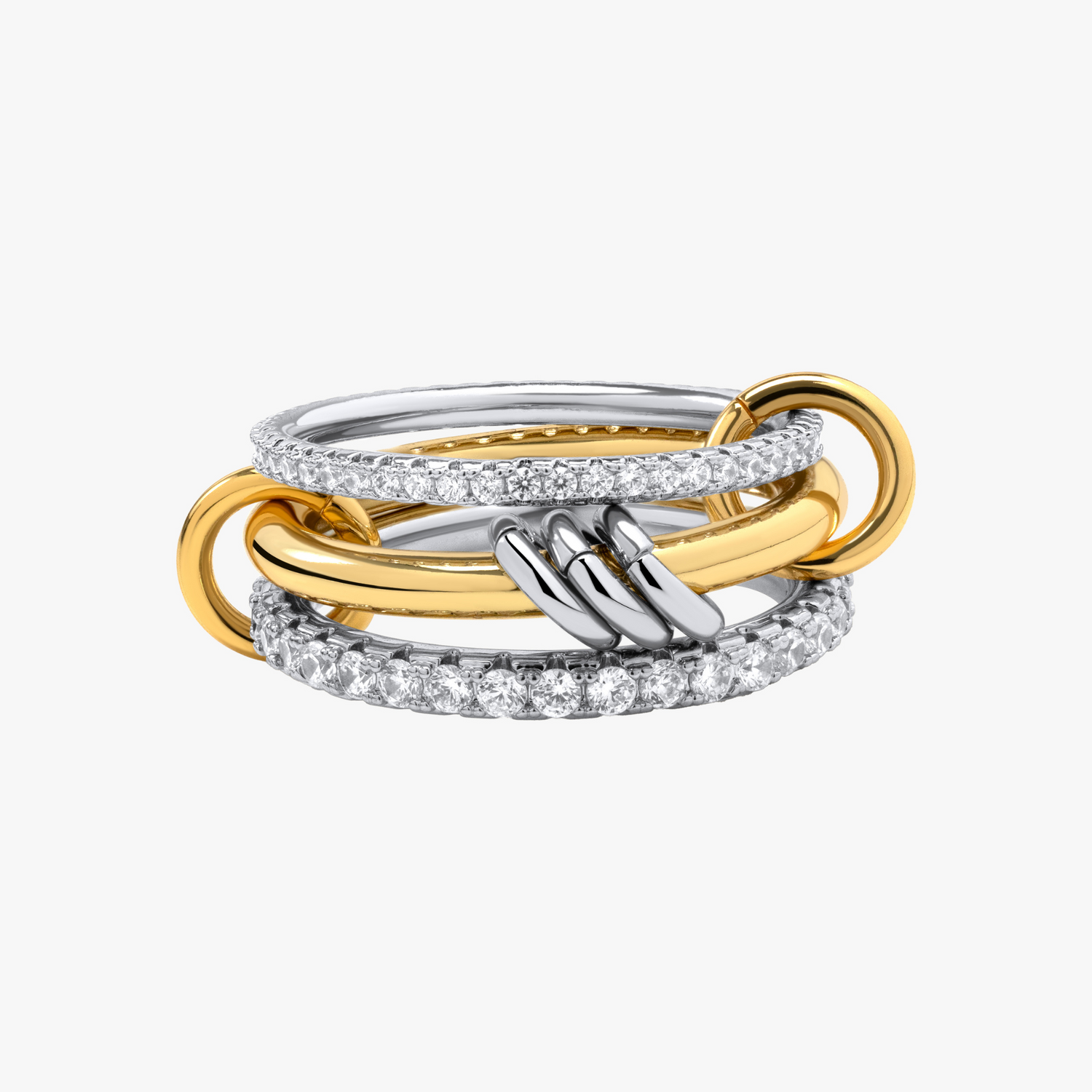 3-In-One Interlocking Clam Ring - Silver & Gold