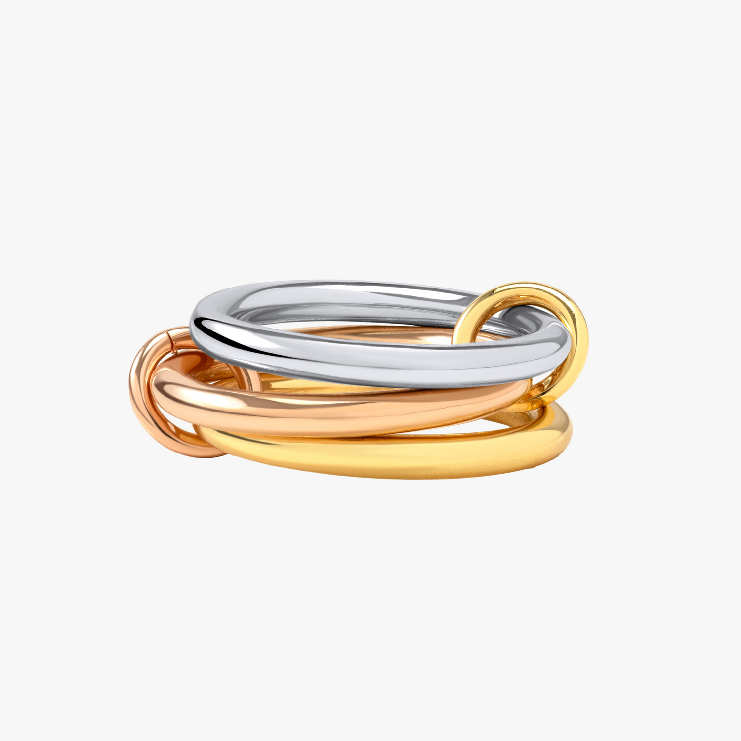 3-in-One Stackable Interlocking Clam Ring - Mixed Metal