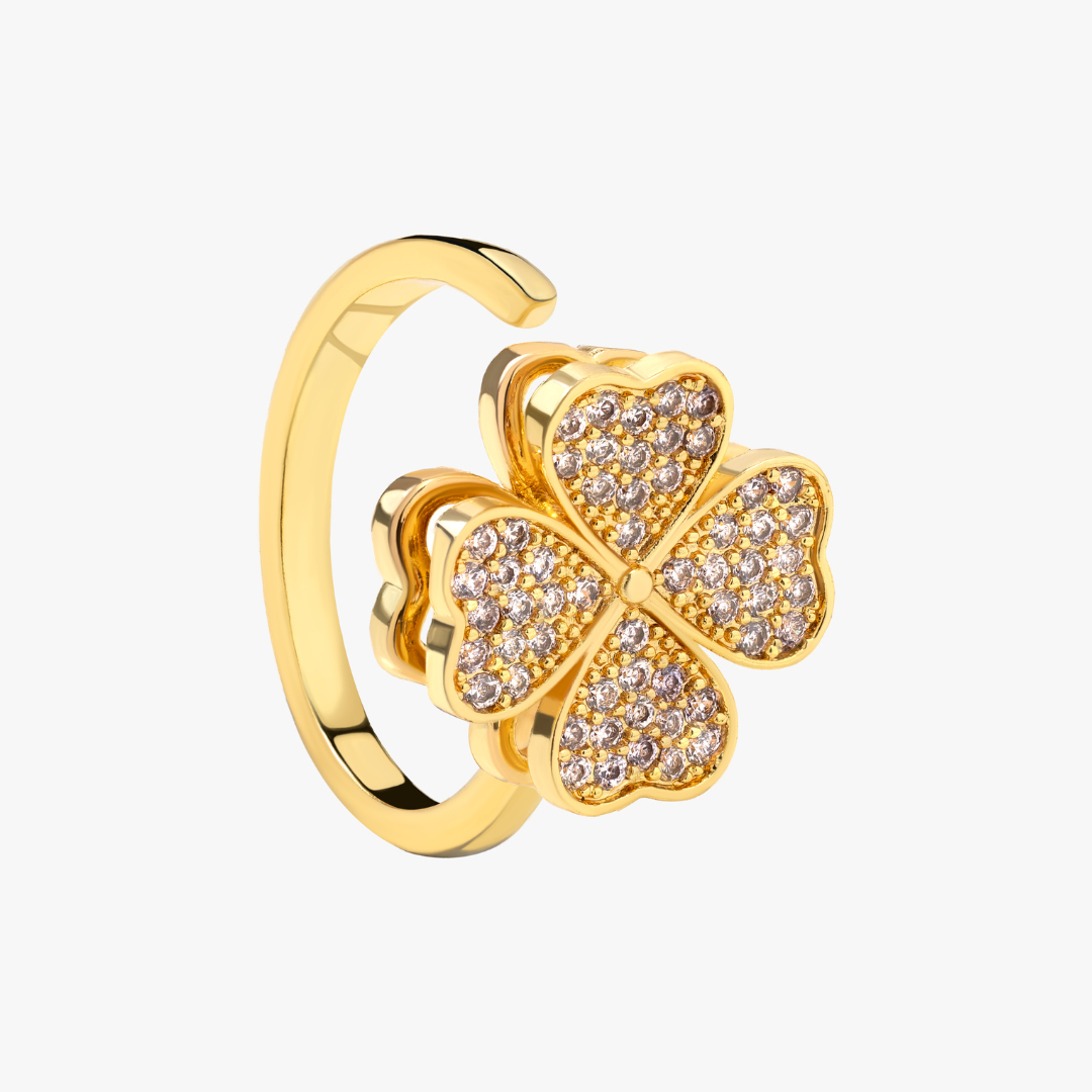 Clover Zircon Rotatable Clam Rings