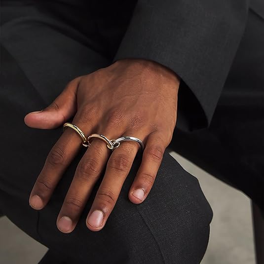 3-in-One Stackable Interlocking Clam Ring - Mixed Metal